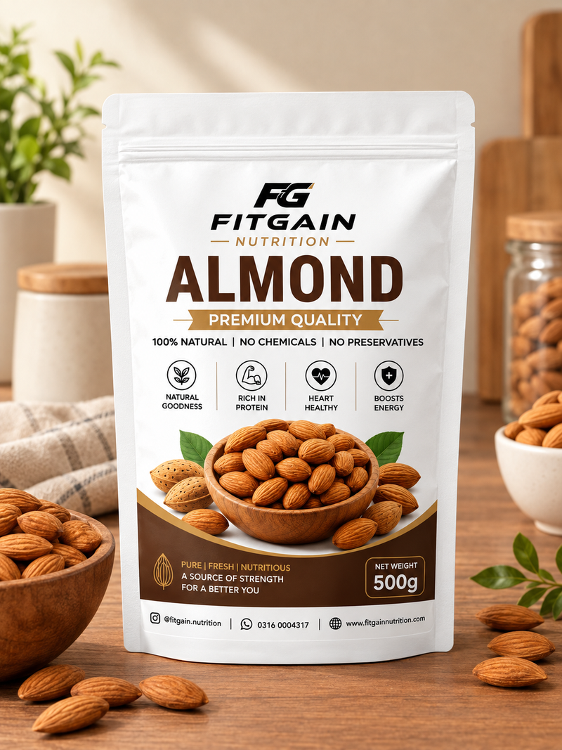 Fitgain Nutrition Almonds - Premium Quality (500g)